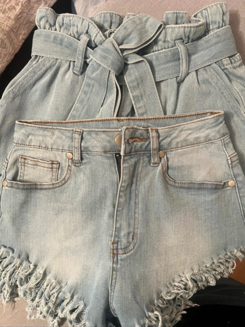 2 Pair xs SHEIN Shorts Bundle – Denim Cutoffs & Paperbag Waist  Shorts